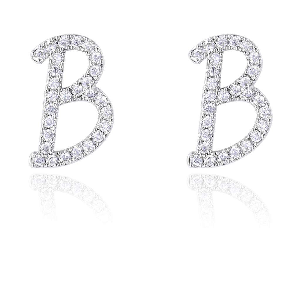 Initial Letter Earrings Shiny Small Dainty Statement Stud Earrings Personalized Earrings for Women Silver