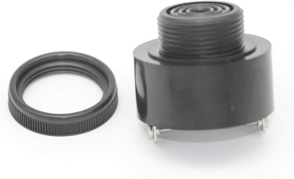 Buzzer with threaded body and mounting ring