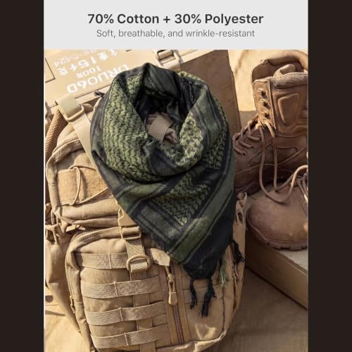 Image of Cotton Shemagh Keffiyeh Scarf - Lightweight Tactical Desert Head Neck Wrap, Sun Protection Outdoor Scarf for Summer Hiking