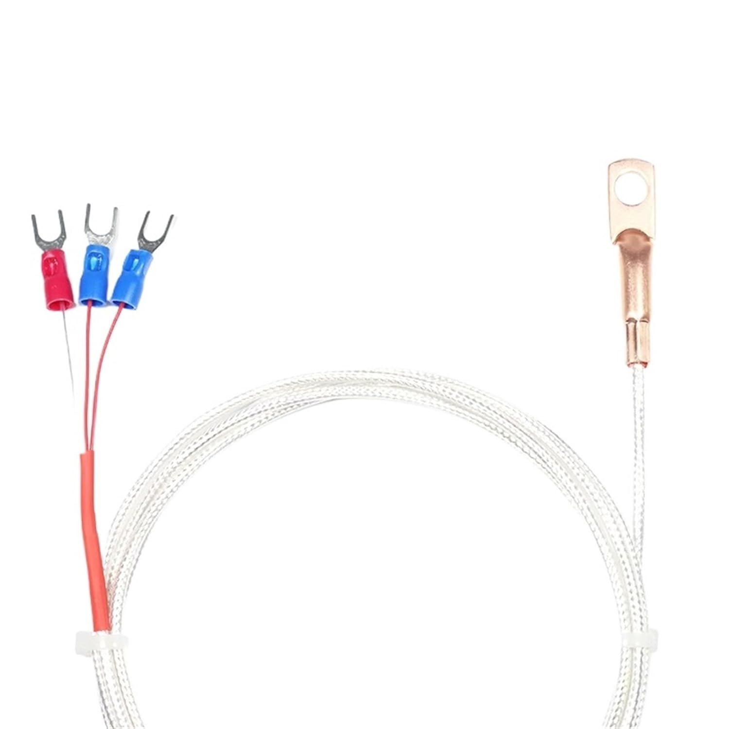 PT100 Copper Nose End Type Probe RTD Temperature Sensor Thermocouple with 1/2/3/5m 3 Wire Cable 1Pcs(PT100 Type 6m)