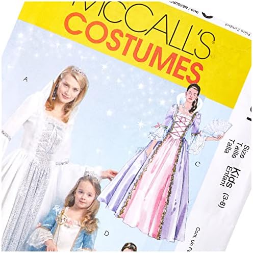 McCall's Patterns M5731 Size KID 3-4 5-6 7-8 Misses'/ Children's/ Girls' Princess Costumes, Pack of 1, White