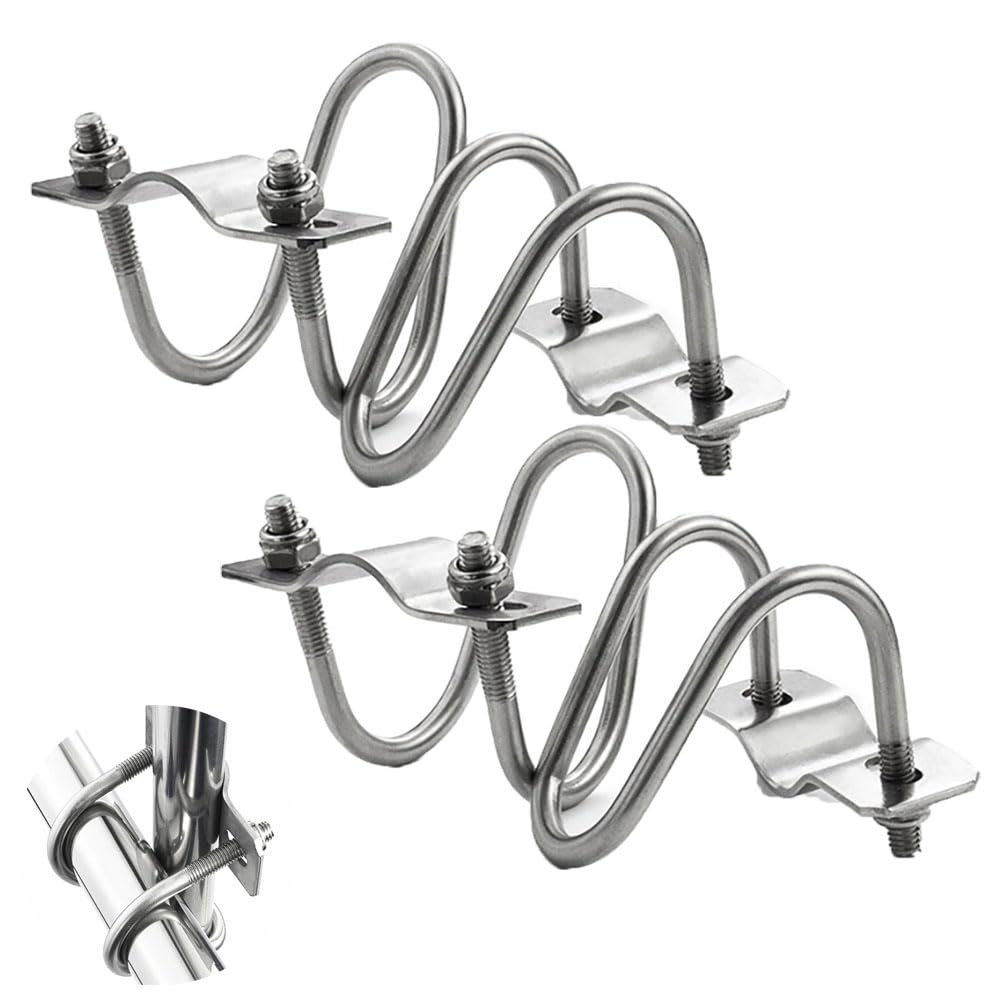 UtySty 4 Pack Vertical Pipe Clip Cross Connector Clamp Mount OD 1‘’-1.2‘’ EMT Tube Double U-shaped Screw Bolt Fixed Clasp Fixator Buckle for Farm