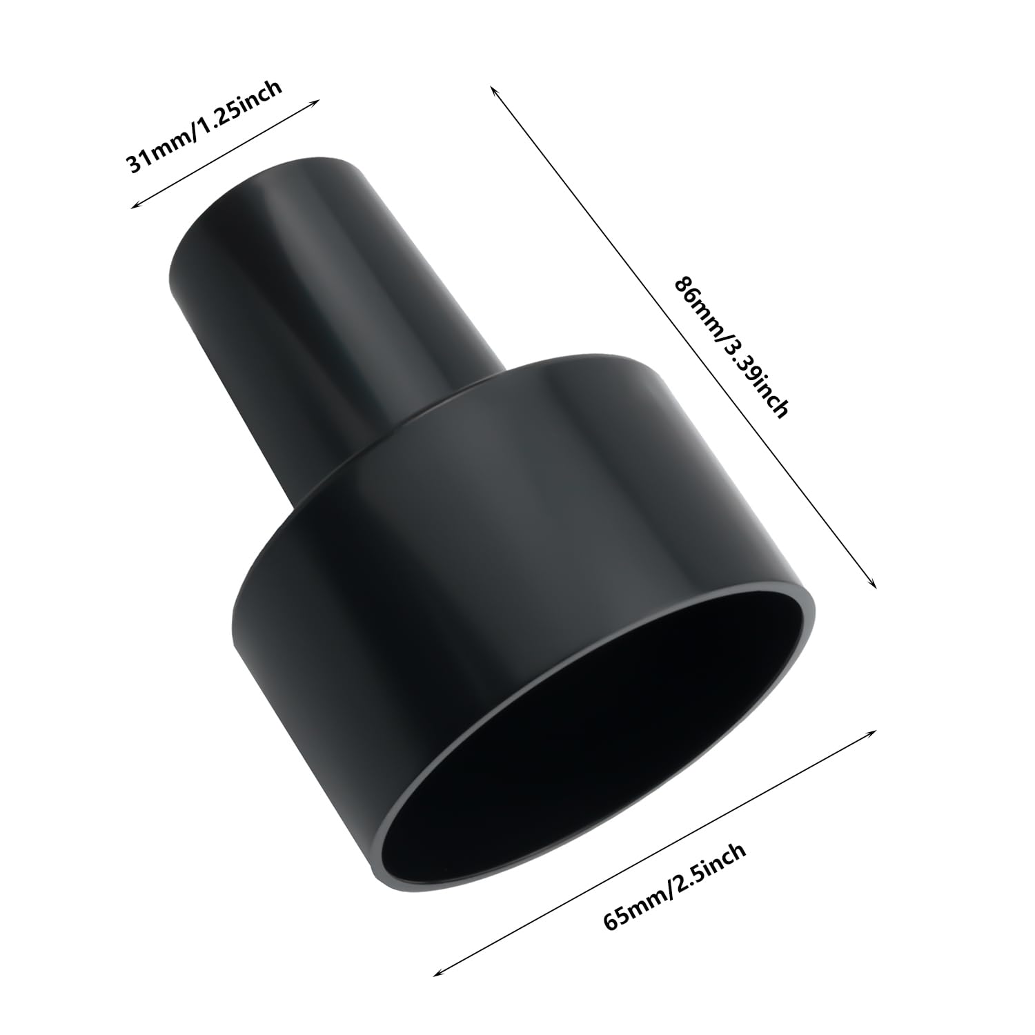 ZZHXSM 2PCS Black Vacuum Cleaner Horn Adapter 2-1/2 inch to 1-1/4 inch Vacuum Cleaner Hose Adapter Reducer Industrial Host Handle