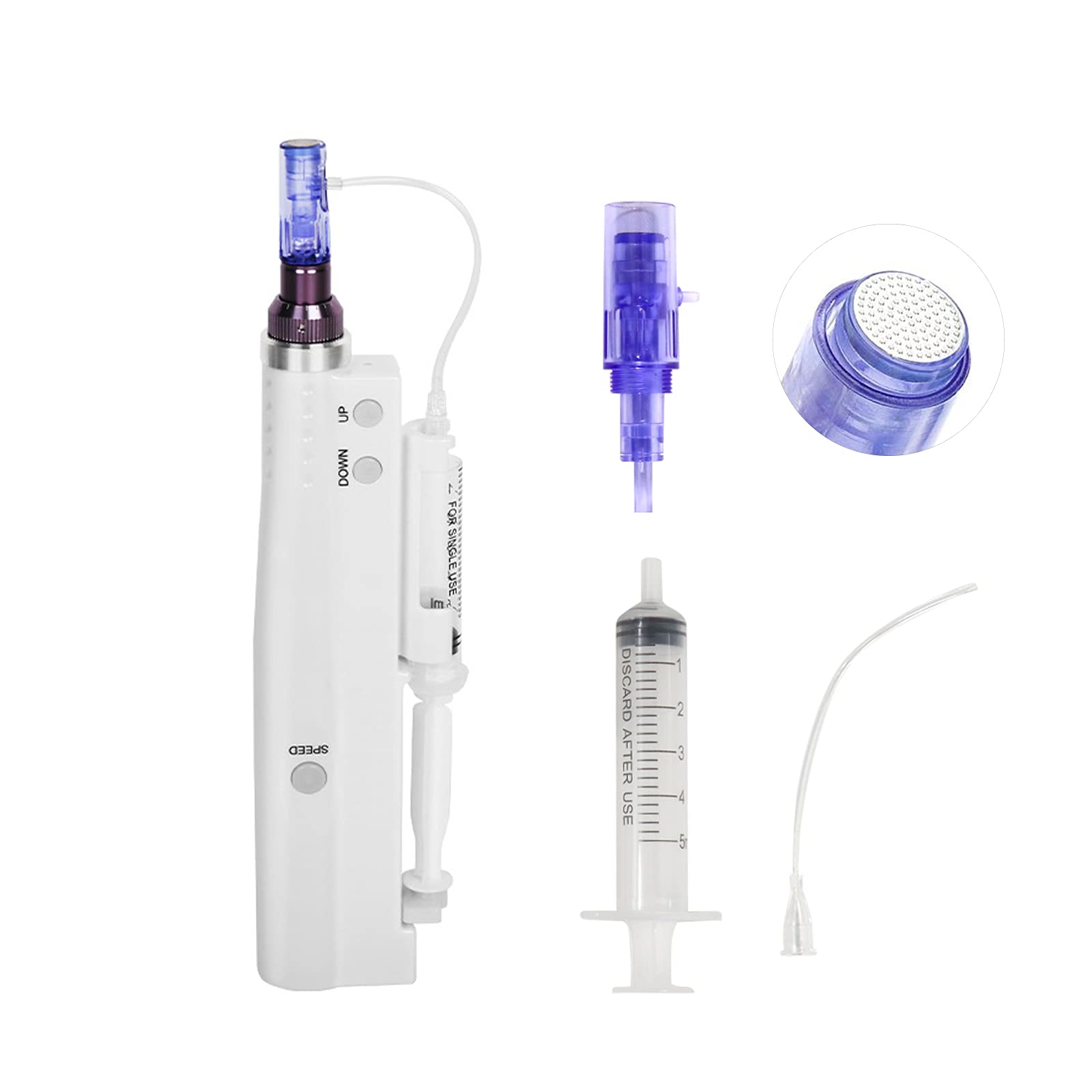 Microneedle Pen eléctrico Recargable Inalámbrico 5 Velocidades Automático con 2+10 cartuchos nano para Eliminación Acné,Arrugas, Estrías,Cuidado De Piel