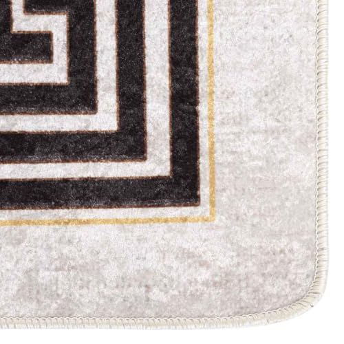 Tapis lavable en velours design haut de gamme beige clair moderne - 6
