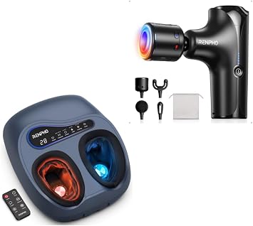 RENPHO Thermacool 2-in-1 Foot Massager with Heat & Cold Mini Thermacool Massage Gun with Heat and Cold