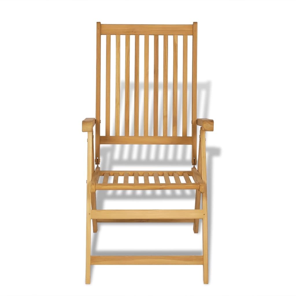 9-TLG. Gruppo da giardino in legno massello teak con foro parasole e sedie pieghevoli con schienale regolabile per terrazza