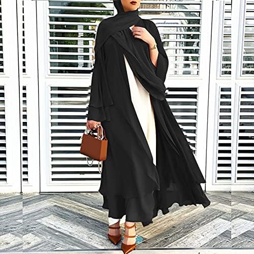 Generisch Abaya Donna Elegante Abbigliamento da preghiera per Donna Burka Hijab Abito Porta Teset Giyim Elbise Musulmano Preghiera Chiffon Abito Aperto Abaya Dubai Turchia Islam Caftano Eid Robe