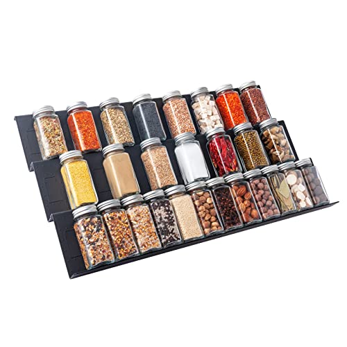 Gewürzregal schublade 6PCS,Gewürz organizer schublade von 30cm bis 60cm ausziehbar,Gewürzeinsatz schublade Matte Textur ,Gewürzhalter mit rutschfesten Noppen Cover