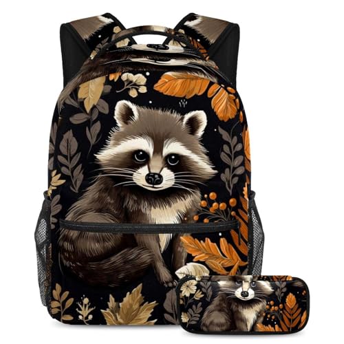 Cartable d'automne multicolore avec trousse stylos et grand volume