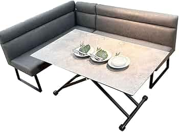 高級レザーソファーと油圧式テーブルセット ダイニングセット ソファ