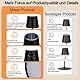 Pearlstar Solar Tischlampe Kabellos Akku Tischleuchte Outdoor, 2 Lademöglichkeiten, 4 Farbtemperaturen Dimmbar, Tragbare LED Schwarz Tischlampe USB Aufladbar für Esszimmer, Schlafzimmer, Außenbereiche