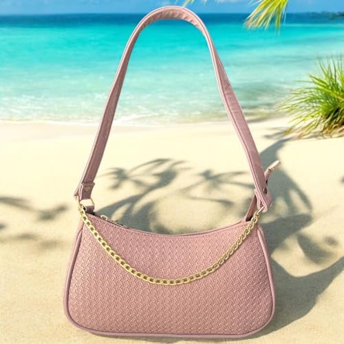 Image of DAISY STAR Woven Textured Shoulder Bag with Gold Chain Detail II Shoulder Handbag for Girl & Women II