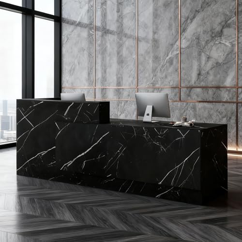 Reception Desk with Counter – Large Wooden Reception Station with Lockable Drawers & Storage Cabinet