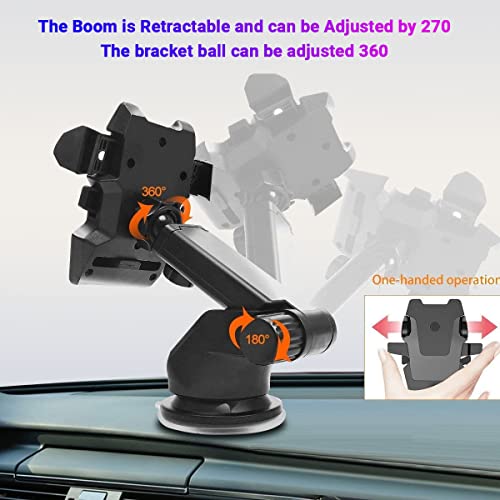 Image of KACA Universal Car Mount Mobile Holder Stand | Strong Suction Cup, Double Shift Locking for Dashboard Windshield | Long Telescopic Arm, 360 Rotatable Head| for All Mobile Phones