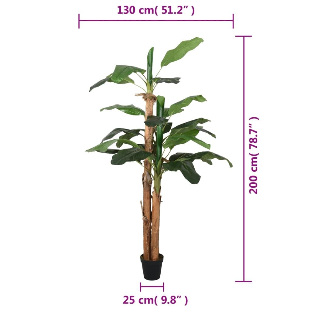 Generico Albero di Banano Artificiale 200 cm con 22 Foglie in PEVA, Pianta Tropicale Finta in Vaso Rotondo di Plastica, Verde, per Interni ed Esterni