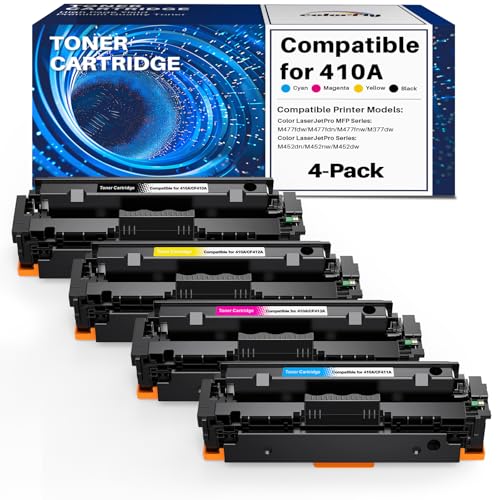 colorfly 410A CF410A Tóner Compatible para HP 410X CF 410A CF410X Cartuchos de Impresora para HP MFP M477fdw Color LaserJet Pro MFP M477fdw M477fdn M452nw M377dw M452dn M452dw M477dw (4 Pack)