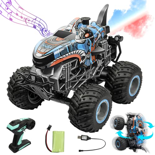 Ferngesteuertes Auto, Monster Truck Ferngesteuertes Auto, 2.4GHz 20km/h Rc Auto, mit Sprühnebel-Musik-LED-Leuchten, für Kinder ab 4 5 6 7 8 9 10 Jahre Cover