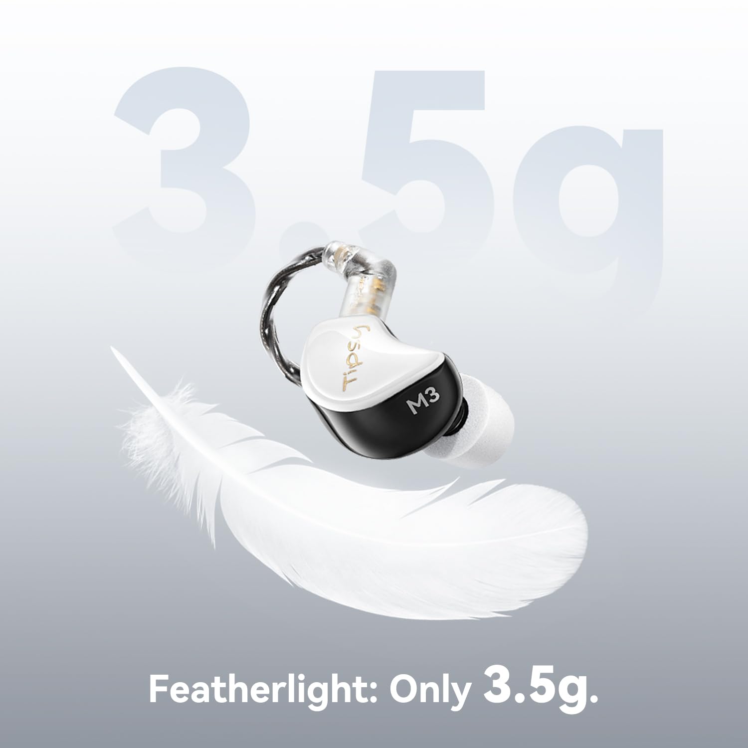 Tipsy M3 Professional IEM for Musicians, 2BA + 1DD Drivers, 36dB PNC, IPX5, Acoustic-Runway™ Technology, Skin-Friendly Resin, Detachable 0.78mm 2-pin Cable (No Mic, Black&White) - Image 8