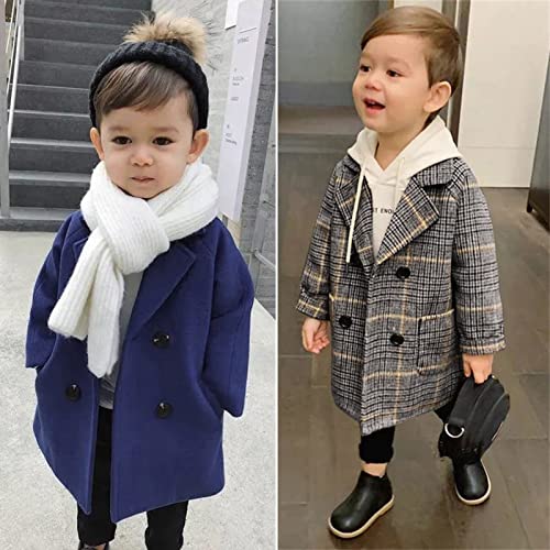 Kids Boys Girls Dress Coat Windproof Notched Collar Double Breasted Wool Blend Peacoat Baby Toddler Trench Coat Jacket2