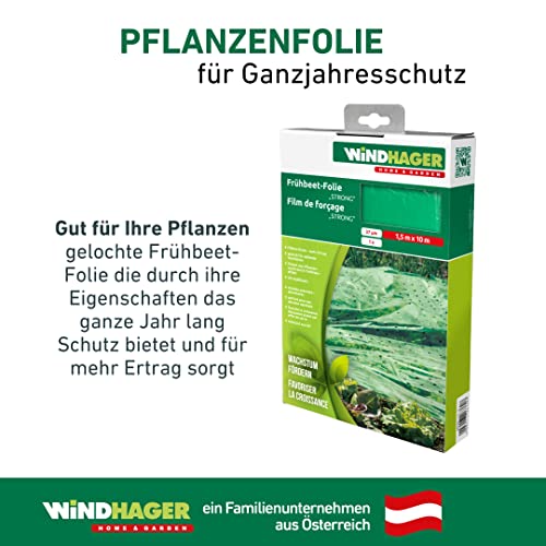 Windhager Frühbeet-Folie Strong, Pflanzfolie für Ganzjahresschutz, Frühbeetfolie, Folie für Pflanzen, grün, 37 µm, 10 x 1,5 m