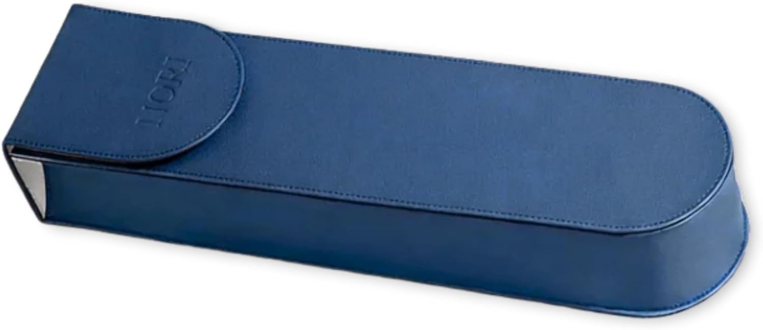NORI Press Iron Steamer Travel Case, Heat Protectant Lining, Vegan Leather Storage Case for Mini Iron, Magnetic Snap Closure, 16.5 x 3.75 x 2.5 in - Navy