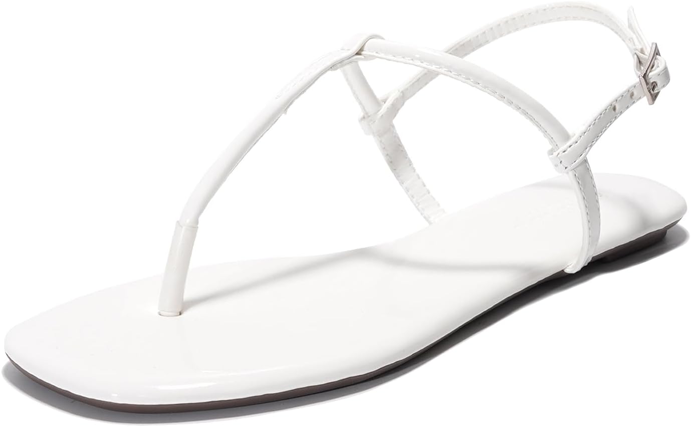 Project Cloud Thong Sandals for Women 2025 - Memory Foam and Lightweight Summer Essentials - Non Slip Flip Flops for Women Footwear with Back Strap Beach Flats Sandals (Celebration) 8.5 White