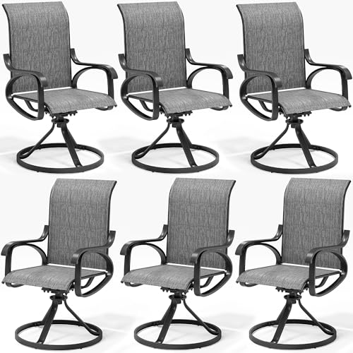 Image of LOUVIXA Patio Swivel Chair Set of 6, All-Weather Patio Swivel Rocking Chair, High Back Patio Dining Chairs for Backyard, Porch, Lawn, Garden(6, Ash Grey)