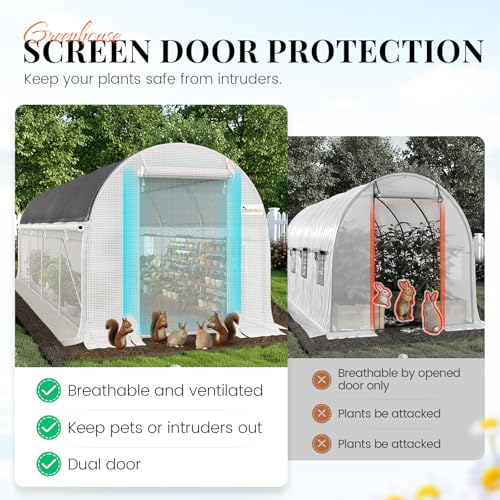 image for KING BIRD Premium 15x7x7 FT Greenhouse for Outdoors, Large Walk-in Hea