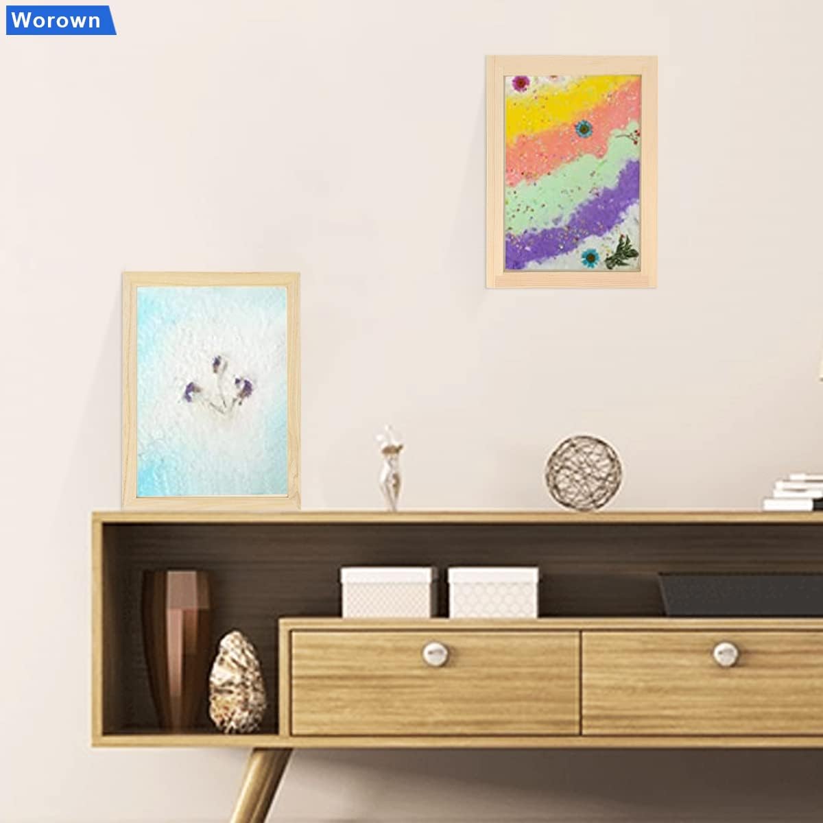 Worown 5 Size Wooden Paper Making Screen, Paper Making Mold, Wooden Paper Making Frame for DIY Paper Crafts