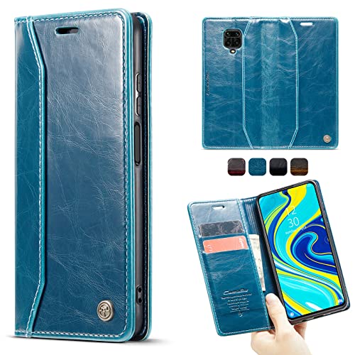 SmartLegend Handyhülle für Xiaomi Redmi Note 9S / Redmi Note 9 Pro Hülle Premium Leder PU Flip Marmor Muster Case Magnetisch Klapphülle Schutzhülle für Xiaomi Redmi Note 9 Pro Max Tasche - Blaugrün Cover