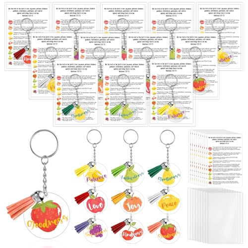 Landical 18 Sets Fruits of The Spirit Keychain Father's Day