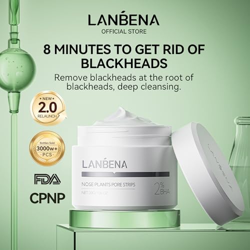 Lanbena Tiras De Poros (30 G), 60 Tiras De Nariz Com Removedor De Cravos, Removedor De Cabeça Preta