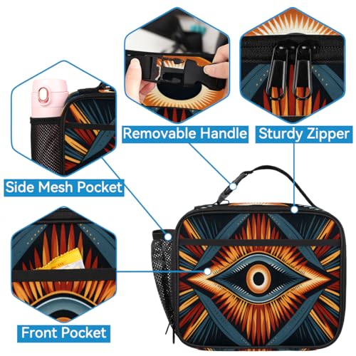 TropicalLife Boho Eyes Backpack with Lunch Box Set, Back Pack and Lunch Bag Boho Eyes Waterproof Casual Daypack Bag for Work Travel3
