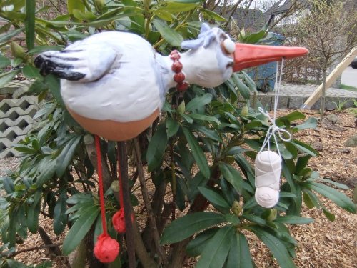 Keramik Gartenstecker Storch Mit Baby – Handgefertigt, Ca. 13cm Hoch, Witterungsbeständig