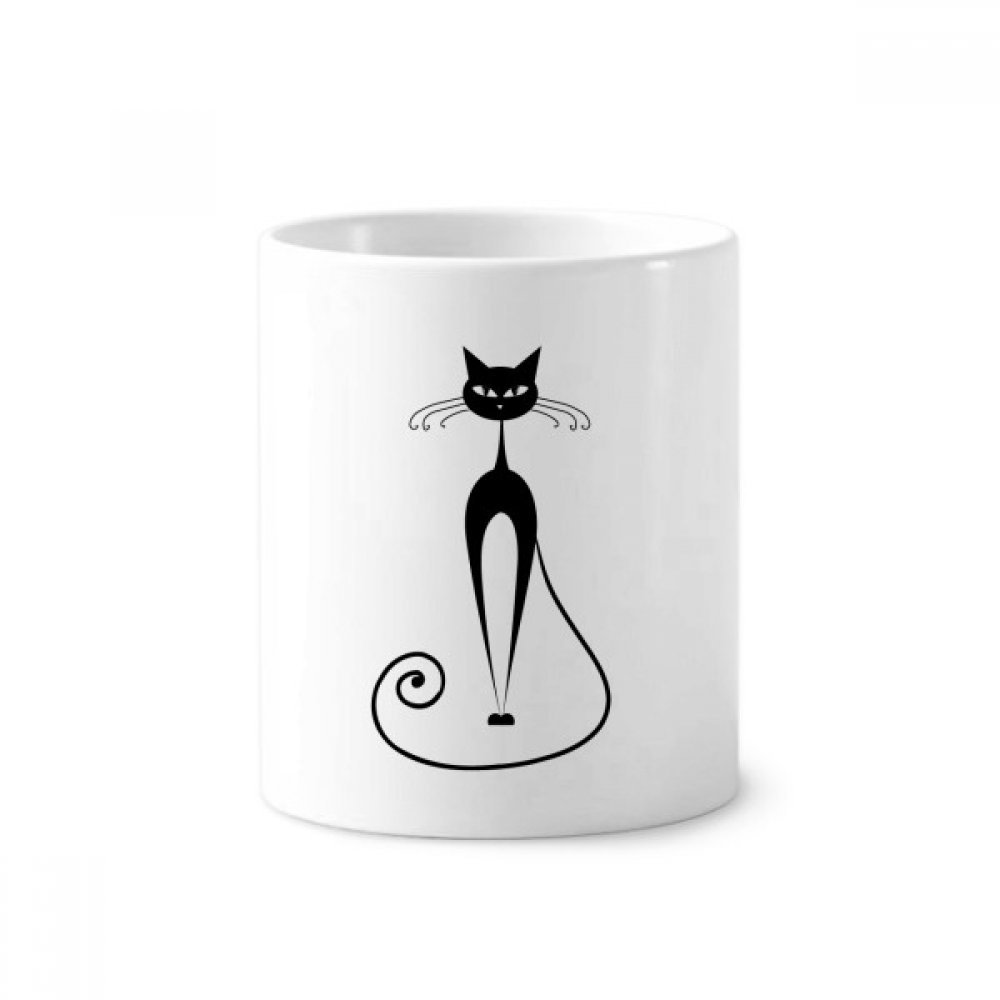 Silhouette de chat noir sur tasse blanche en céramique haut de gamme de 9.6cm de hauteur - 3