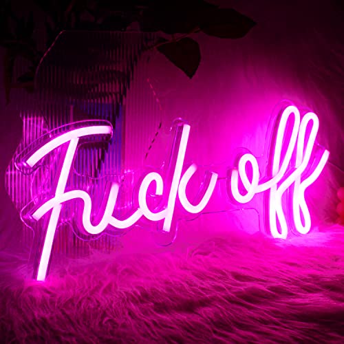 LUCUNSTAR Fuck Off Neon Sign,Pink Neon Sign,Bar Sign,Pink Room Decor,Neon Light for Wall Decor USB/Switch Operated Led Sign for Bedroom Wall Decor for Teen Room,Game Room,Bar Party Christmas Gift