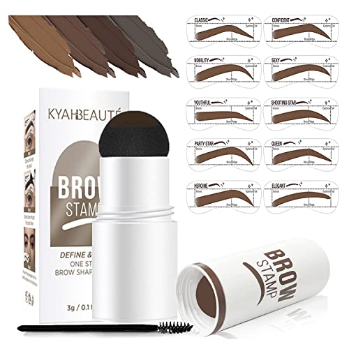 Eyebrow Stamp, Eyebrow Brushes, Brow Stamp Kit for Perfect Brow, Long-lasting, Eyebrow Pomade. (Medium Brown)