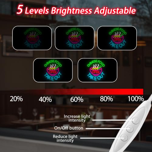 Image of Chinese Food Open Neon Sign, LED Restaurant Window Light for Business