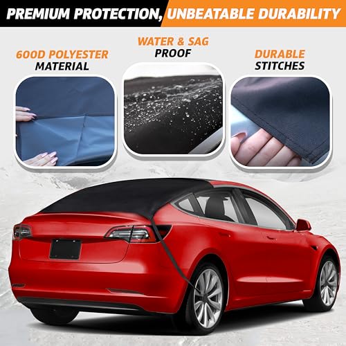 Image of EcoNour Tesla Rear Windshield Cover for Ice and Snow | Car Back Window Snow & Frost Cover | Complete Protection from Snow & Winter Debris | Winter Tesla Accessories for Model 3, Y, S, X | Large
