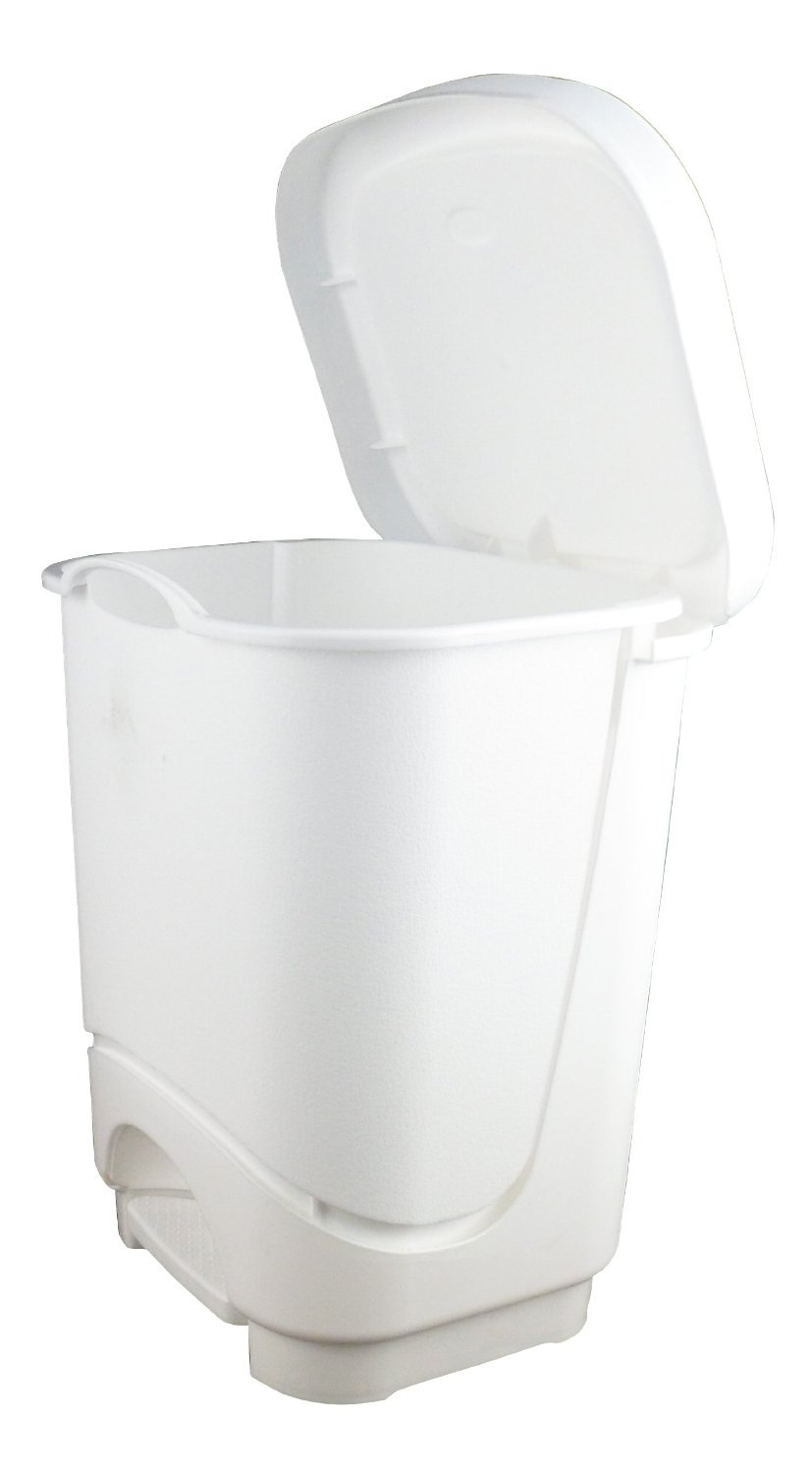 Home33 Accessories Small Plastic Tontarelli White Pedal Bin 8 Litre