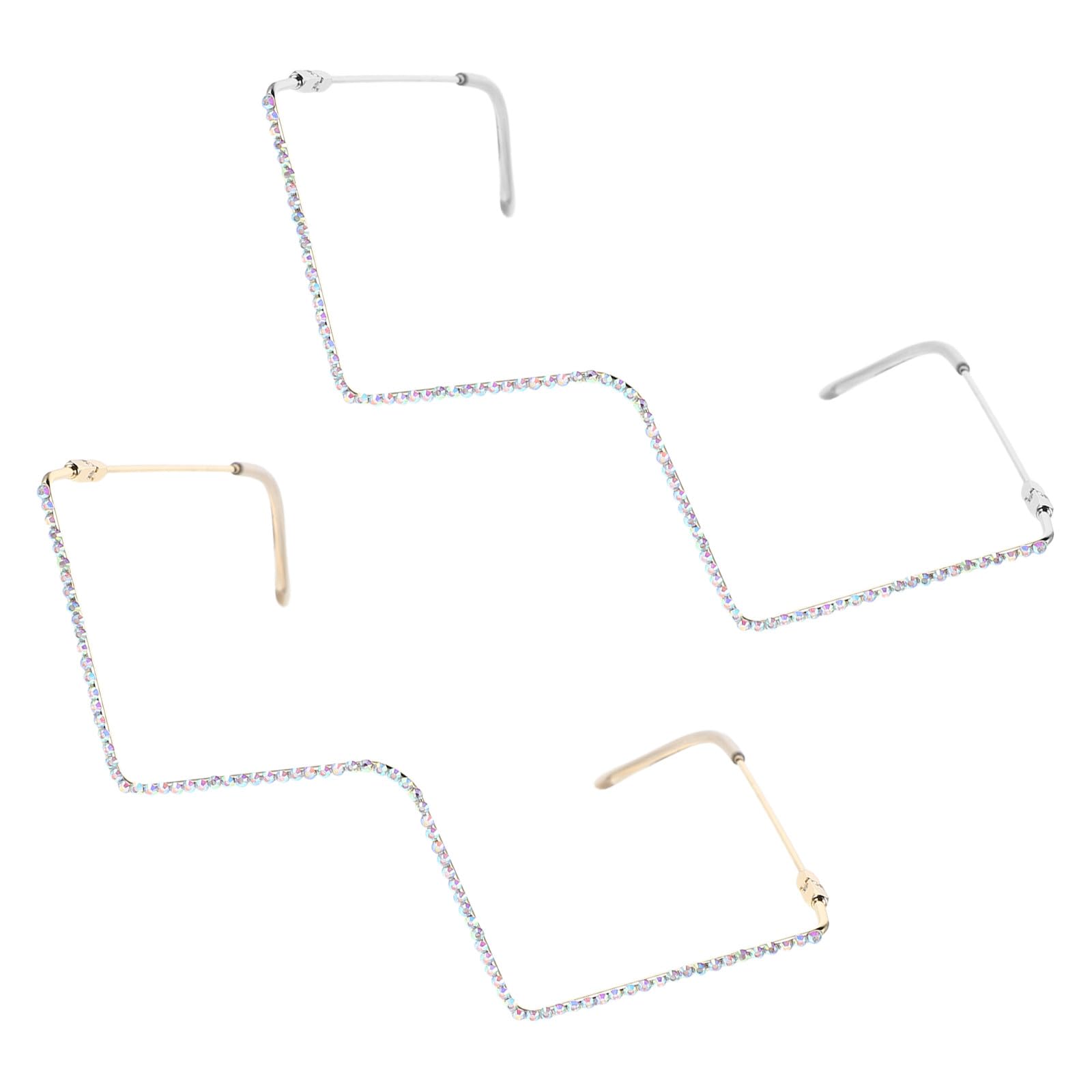 2pcs V-shaped Metal Eyeglasses Frames without Lenses, Geometric Gold and Silver Triangular Pattern, Trendy Outdoor Eyewear for Summer Parties and Social Events