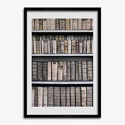 Tableau 50x70 cm Bibliothèque avec Cadre MDF en Bois Tulup