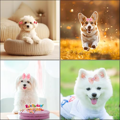 20st Kleine Hunde Haarschleifen mit Gummibändern, Hundeschleifen Mehrere Stile Hundehaarschleifen Süßes Hundehaar Accessoire für Die Fellpflege für den Täglichen Gebrauch von Haustieren Urlaub