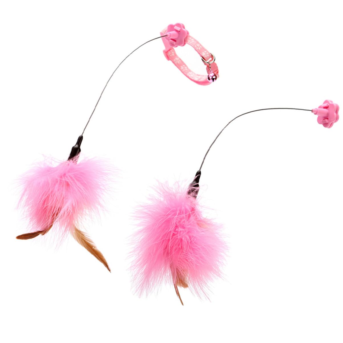 DOITOOL 2pièces De Jeu Interactives pour Chats De Jouets Plume Stimule Instinct De Chasse Accessoires Amusants pour Chats Intérieur Matériaux Sûrs Et