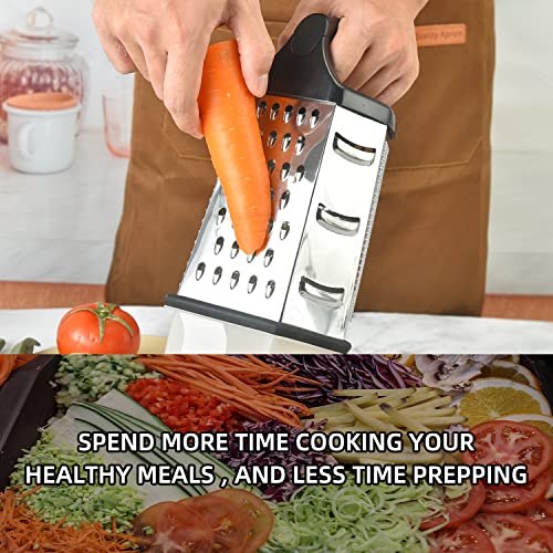 Professional Box Grater, Stainless Steel Cheese Grater & Shredder With 6 Sides, Best For Parmesan Cheesem, Vegetables, Ginger, 9 Inch, Black #TOP2
