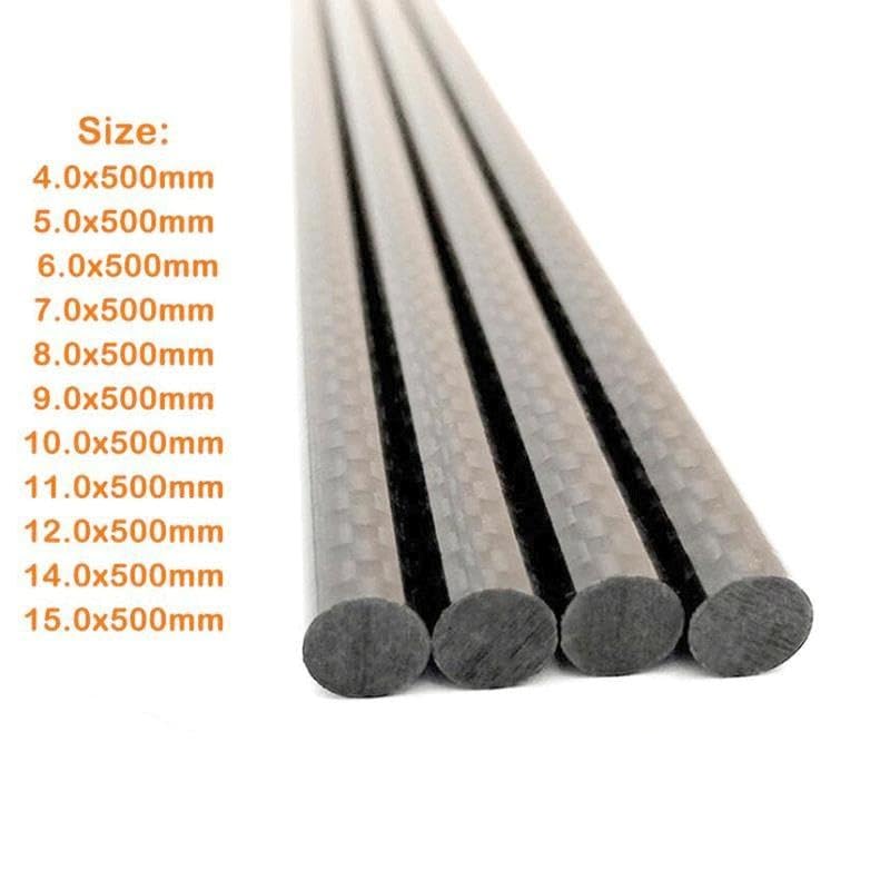 500mm Longueur 3K Tige en Fiber de Carbone Carbone Plaine Brillant Surface tiges de Carbone 2 pièces(4.0x500mm)