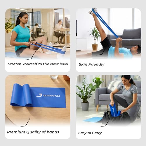 Image of Durafit91 Resistance Bands Set of 1(Extra Heavy Blue), Exercise Thera Band for Men & Women, Natural Latex Stretch Band for Yoga, Pilates, Strength Training,Home Workout,Gym Fitness,Physical Therapy