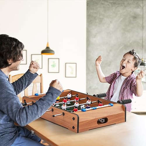 GOPLUS Mini Tischkicker, Tischfußball Spielset mit 2 Bällen und Punktezähler, Kleiner Spieltisch Kickertisch aus Holz für Kinder & Erwachsene, für Spielzimmer, Bars, Partys, 51 x 30,5 x 9 cm – Bild 3