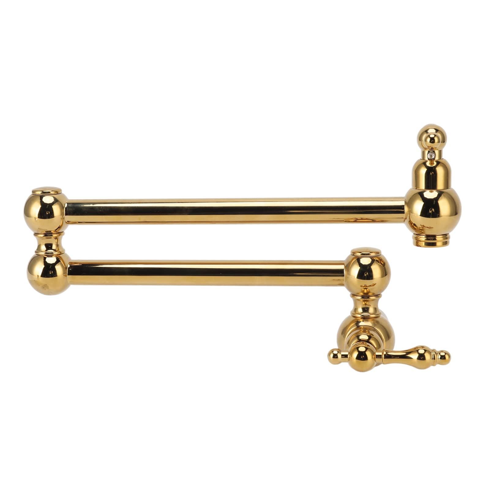 Pot Filler Faucet, Wall Mount Faucet, G1/2 Single Cold 360 Degree Rotating Double Joint Swing Arm Faucet Folding Water Tap Kitchen Sink Faucets for Home Hotel, Wrench Type & Stable Water Flow(Golden)